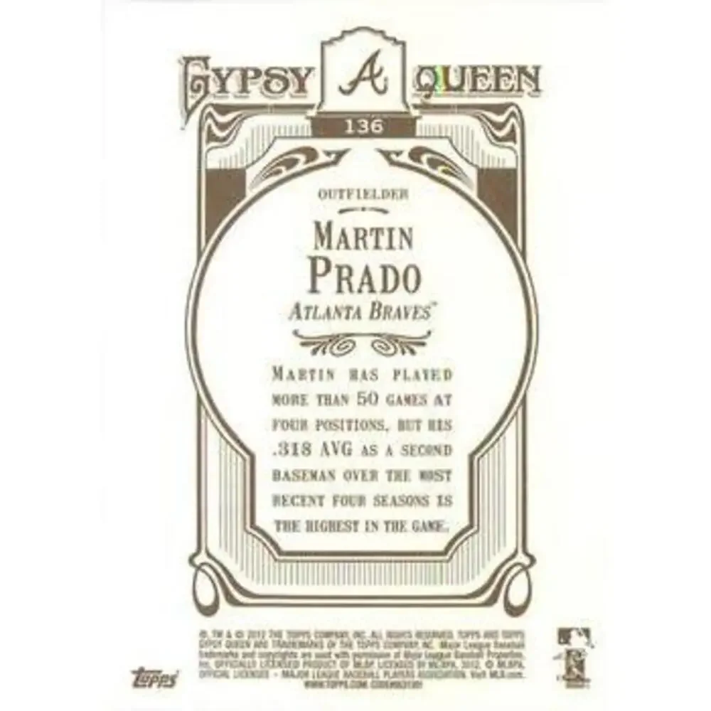 2012 Topps Gypsy Queen Martin Prado # 136 Atlanta Braves